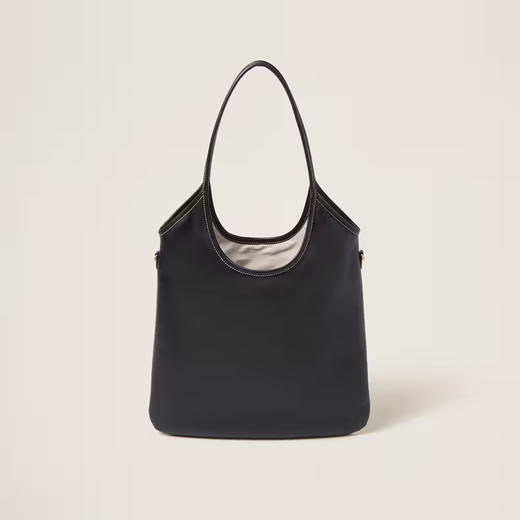 Miu Miu 女士皮革刻字徽标 IVY 皮革单肩包 黑色 5BG231 2CRW F0002 VMLN 商品图2