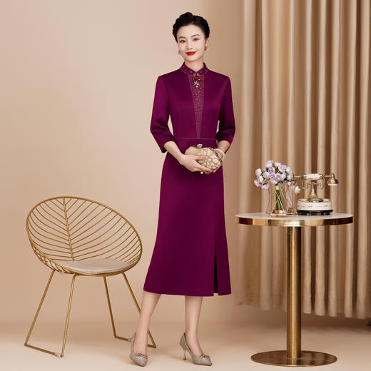 优雅中国风喜妈妈晚礼服婚宴喜婆婆敬酒服连衣裙GY6402 商品图2