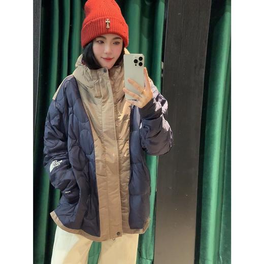 THE NORTH FACE 22ss Logo刺绣隐藏式拉链拼色保暖休闲连帽羽绒服 商品图3