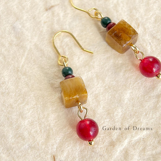 【梵音·虎眼石耳环】敦煌小众国风原创手作复古天然石耳环 气质虎眼石新中式优雅汉服耳饰 商品图3