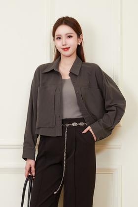 LNNNS 灰色针织背心衬衫两件套装 21056