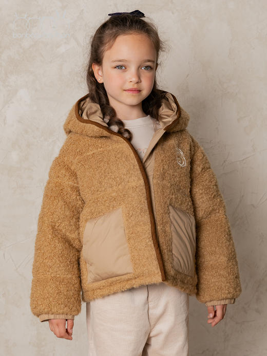 温暖羊羔毛连帽外套 商品图2