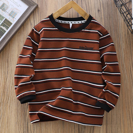 秋冬加厚条纹长T恤打底单穿110-170 商品图1