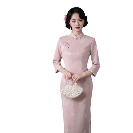 SKY 209661麂皮绒绣花文艺范改良旗袍复古 商品图4