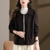 CC牛角扣外套春秋气质轻奢翻领上衣2025新款黑色毛呢开衫女宽松大码 商品缩略图2