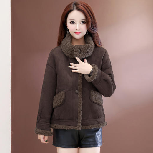 QYM 25XB526-Y可两面穿皮毛一体外套厚款毛绒宽松休闲上衣 商品图1