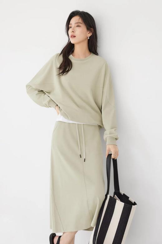 DUIBAI对白 草绿色休闲卫衣半裙套装 21173 商品图2