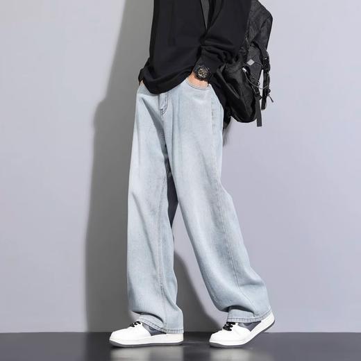 NASA烟黑色牛仔裤男春秋季2025新款宽松直筒长裤美式高街休闲裤子 商品图3