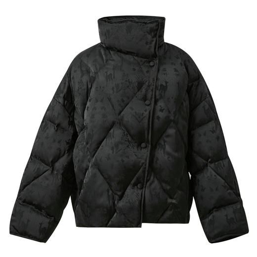 【90白鹅绒】三彩2025冬季新款提花鹅绒服缎面羽绒服立领M 商品图4