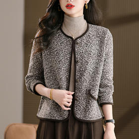 CC毛呢开衫外套时髦秋装短款上衣2025新款女士大码开衫宽松