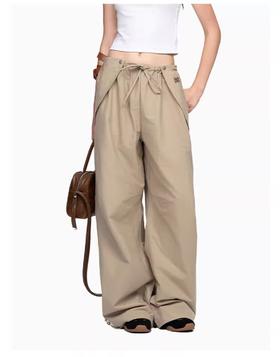 ANN* AND* 纯色设计感宽松弯刀休闲气球裤