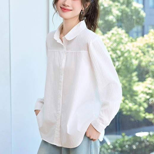 CC大码衬衣胖mm高级感秋装洋气白色衬衫2025年新款宽松休闲女装上衣 商品图1