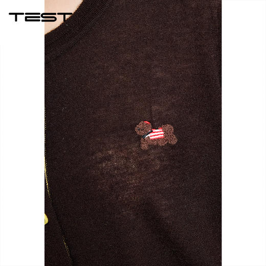 秋上新深棕色圆领单排扣针织开衫1253138 商品图2