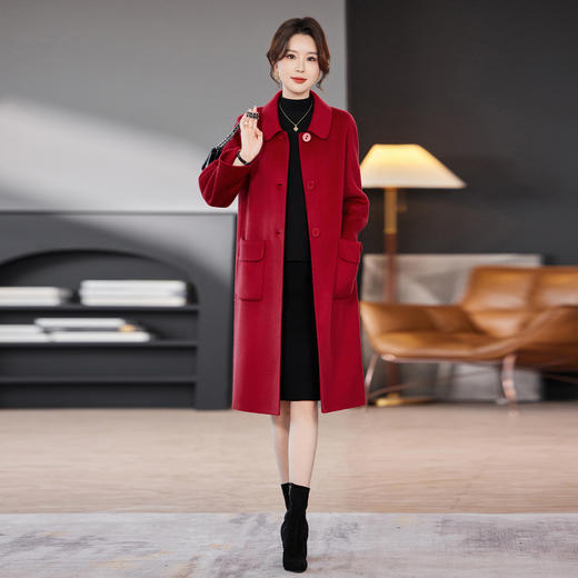 TC 53121-1双面呢羊毛大衣妈妈简约洋气宽松大码羊绒毛呢子外套 商品图1