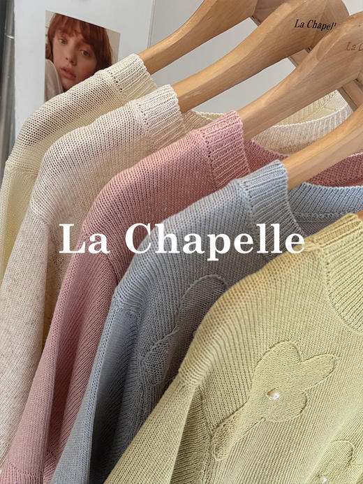 会员福利【莱赛尔+亚麻】拉夏贝尔/La Chapelle圆领短袖提花精致优雅亚麻针织衫女短袖T恤宽松打底衫 商品图3