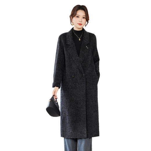 TC 53259西装领宽松双面呢羊毛绒大衣毛呢外套大码 商品图4