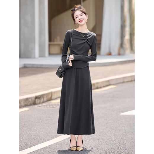 轻熟优雅风针织套装，松弛感穿搭长袖上衣长裙两件套HR-SNX3186 商品图0