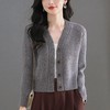 CC气质V领针织开衫女 2025春秋新款简约单排扣修身百搭显高短款上衣 商品缩略图3
