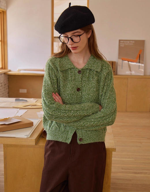 绿色翻领毛衣 商品图3