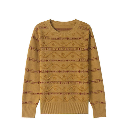 CC早秋新款套头毛衣女气质女神范复古花纹圆领内搭通勤短款针织衫潮 商品图4