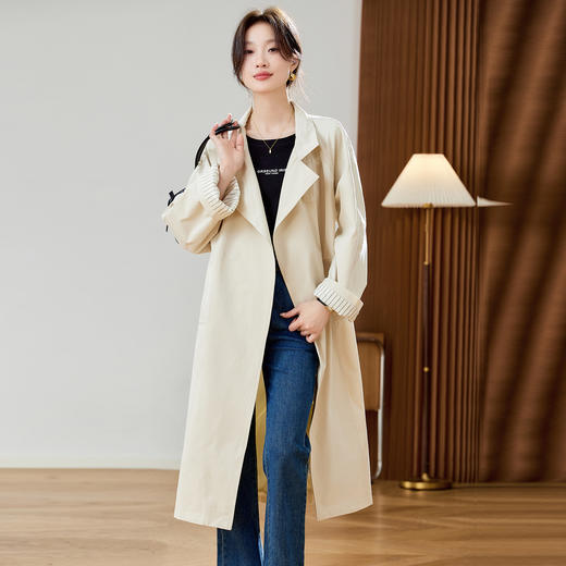 宽松休闲减龄收腰，时尚大衣外套女式风衣HR-MUZL8092 商品图3