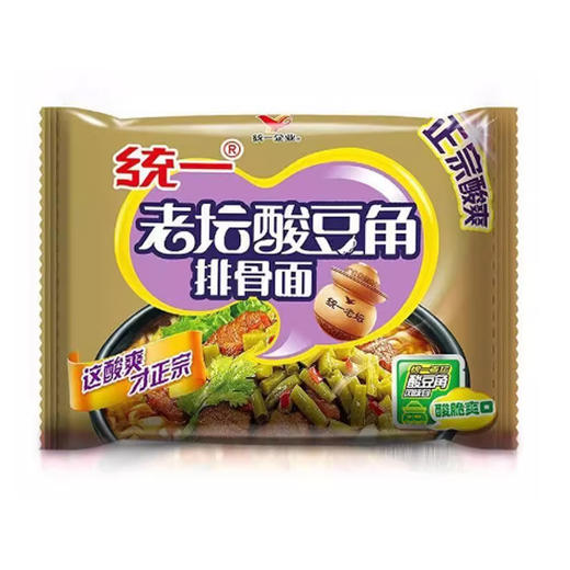 统一方便面 来一桶酸豆角排骨袋面 速食泡面（6925303791964） 商品图0