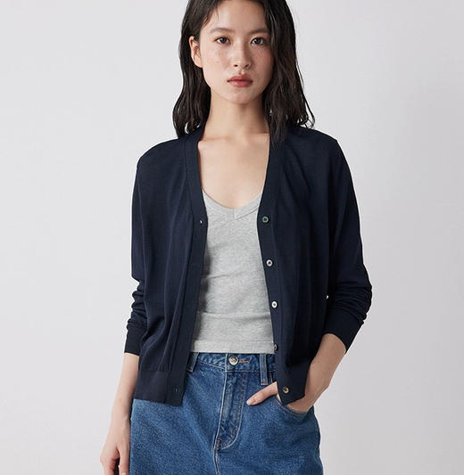 之禾同款老钱感V领针织开衫09102 商品图3