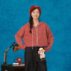 休闲连帽条纹开衫毛衣-纪念日百货门店同款165495216