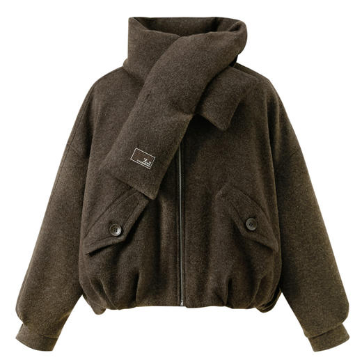 三彩2025冬季新款短款羽绒服90白鸭绒围巾压胶直充外套M 商品图4