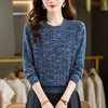 CC紫色圆领针织衫女春秋2025年气质款长袖打底套头宽松显瘦通勤毛衣 商品缩略图0