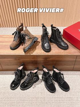 Roger Vivier 罗杰维维亚秋冬新款女靴 方扣中筒靴厚底英伦风马丁靴(DBG)