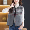 CC条纹提花毛衣马甲外套春秋时髦洋气针织坎肩开衫外搭马夹背心短款 商品缩略图1
