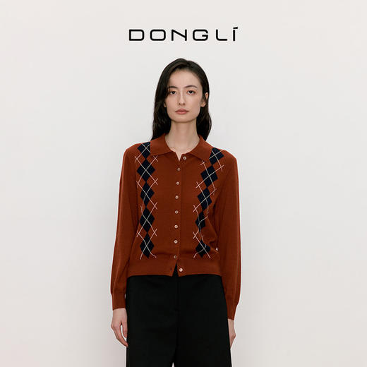 东黎 • 我不被驯化 山羊绒女士秋季学院风菱形格套衫 5160 商品图4