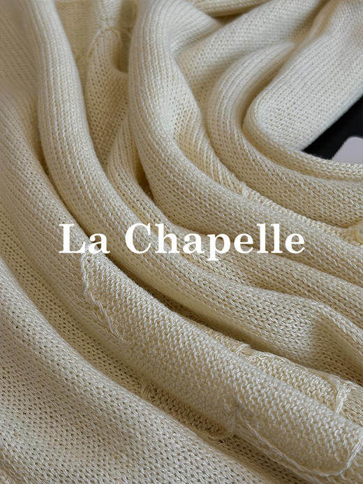 会员福利【莱赛尔+亚麻】拉夏贝尔/La Chapelle圆领短袖提花精致优雅亚麻针织衫女短袖T恤宽松打底衫 商品图4