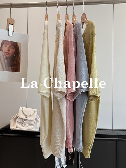 会员福利【莱赛尔+亚麻】拉夏贝尔/La Chapelle圆领短袖提花精致优雅亚麻针织衫女短袖T恤宽松打底衫 商品图2