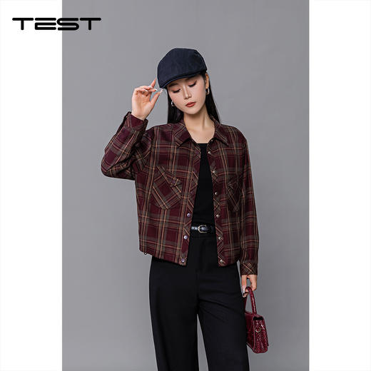 秋上新复古英伦风格子短夹克外套2253009 商品图0