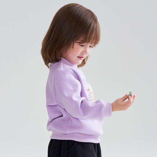 笛莎Deesha 2025冬季女童新款可爱童趣印花半高领加绒卫衣 商品图3