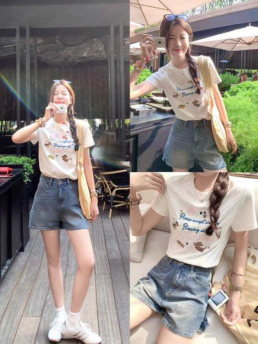 <曾小咸推荐>现货秒杀！微信超特价！百搭白色字母绣花宽松圆领短袖T恤 日常119.99 立减64 秒杀55.99！ 商品图13