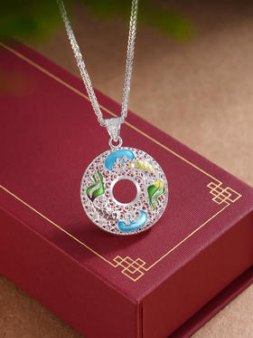 子佩集S990银【戏鱼】套链【MXDZ011】花丝平安扣圆圈项链2509