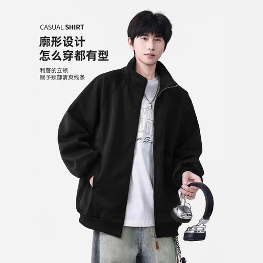 NASA立领开衫卫衣外套男士春秋季2025新款美式重磅棒球服休闲夹克 商品图1