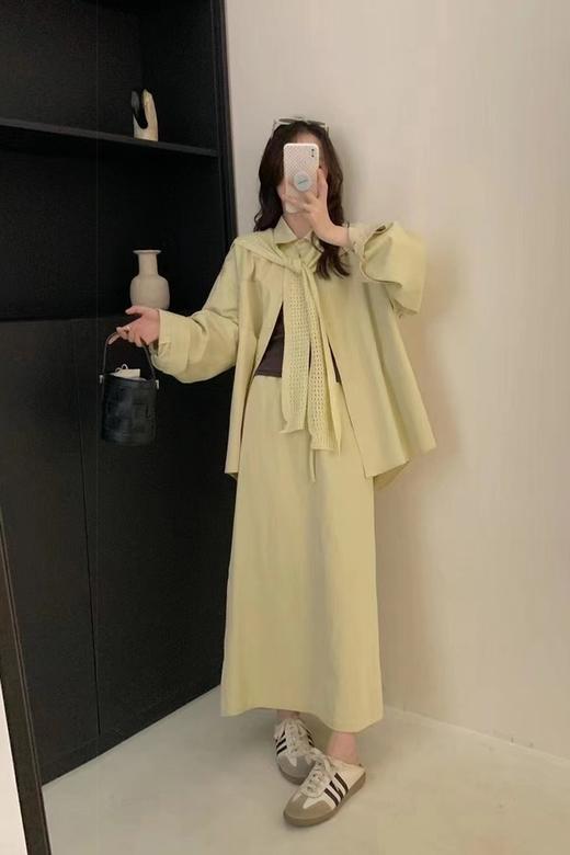 LNNNS 黄绿色衬衫半裙背心披肩四件套装 21034 商品图0