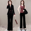 QYM 99H224-Y丝绒三件套时尚妈妈装小衫+西装外套+高腰裤套装 商品缩略图0