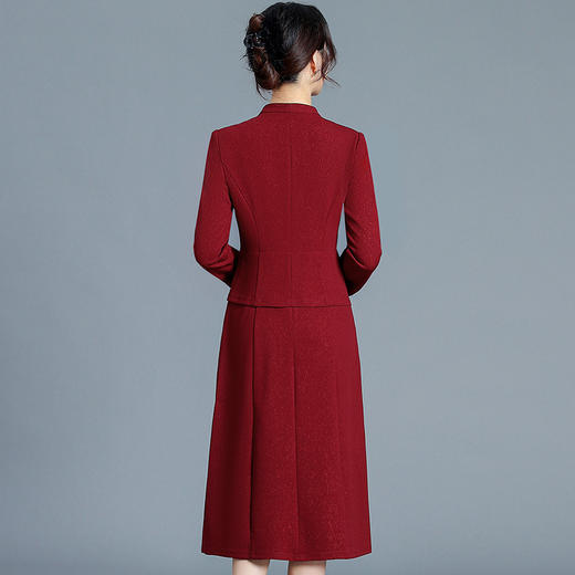 QYM H3371-Y连衣裙假两件裙妈妈装中长款礼服裙 商品图2