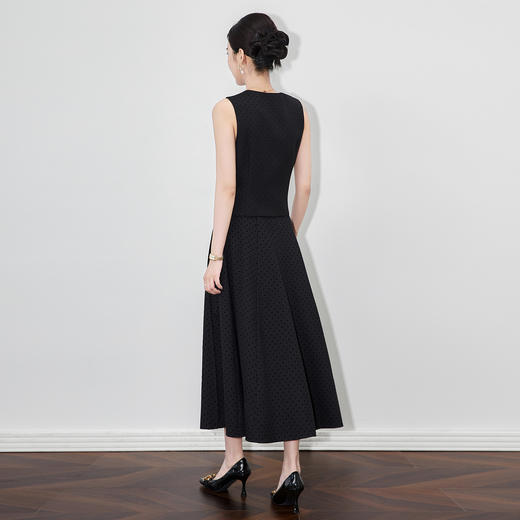 「高货wl」全新升级【铂金会员413/天猫559/差价146】(99053)洛诗琳2025秋季轻奢植绒钉珠马甲高腰大摆半身裙两件套 商品图2