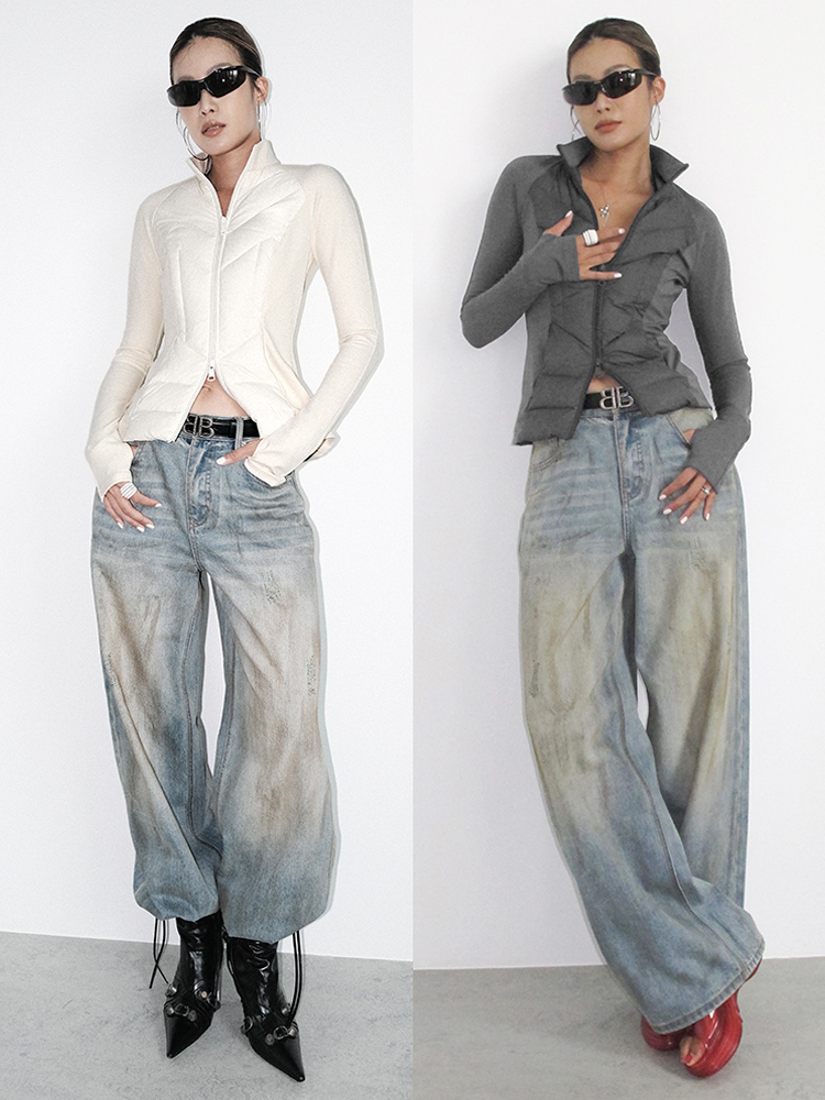 TR她热 空气层 灰色白色保暖轻薄百搭中间层修身显瘦羽绒服外套