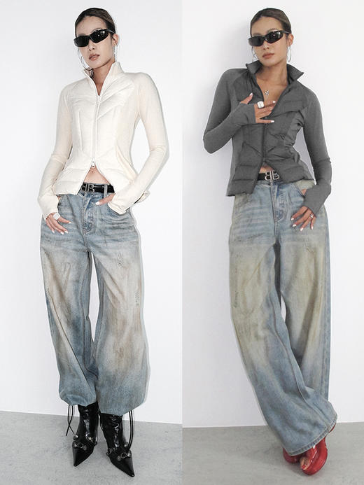 TR她热 空气层 灰色白色保暖轻薄百搭中间层修身显瘦羽绒服外套 商品图0