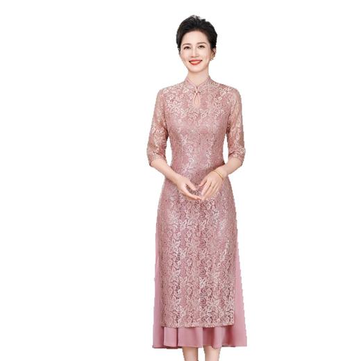 高级感旗袍连衣裙婚礼国潮婚宴装妈妈装气质中袖HYX25-271 商品图4