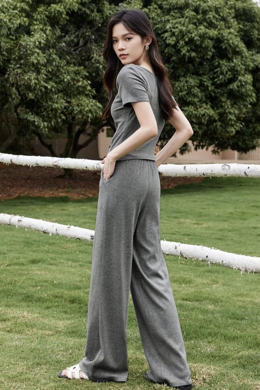 SENTUBILA尚都比拉 舒适休闲灰色荡领上衣长裤套装 21186 商品图9