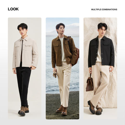 【黄金鲜羽绒】柒牌夹克羽绒服男士冬季翻领休闲上衣白鸭绒外套129E70910 商品图2