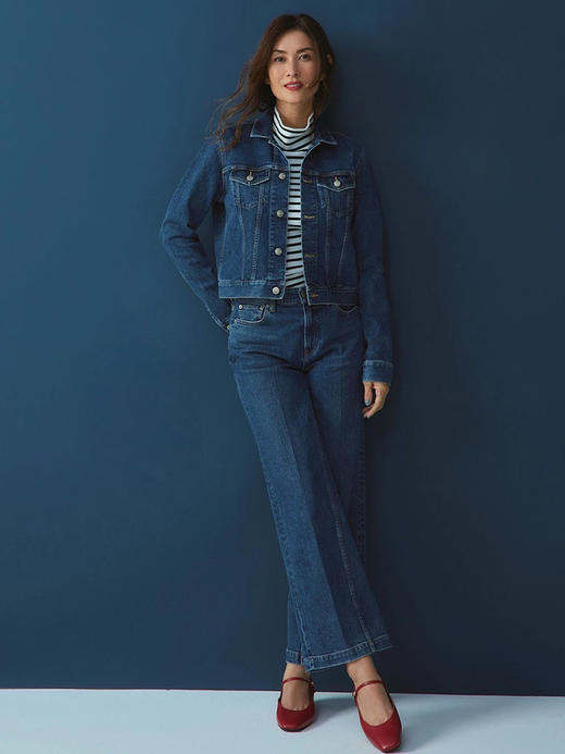 23区日系春季通勤宽松牌棉混纺水洗做旧短牛仔服外套上衣商场同款 商品图1